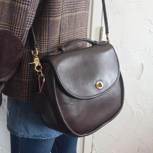 Coach Large Plaza Bag, Pre-1994, Mahogany Brown, Late 1980's - Picture 4 of 16